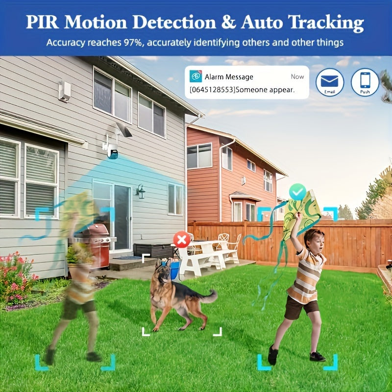 1296P HD Outdoor Security Camera with Solar Panel PTZ Night Vision Two-Way Audio Motion Detection