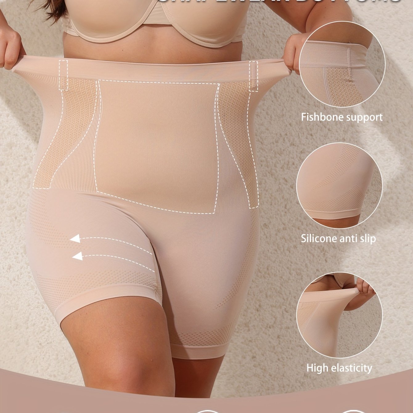 Plus Size High-Waisted Yoga Shorts for Women Tummy Control Seamless Shapewear