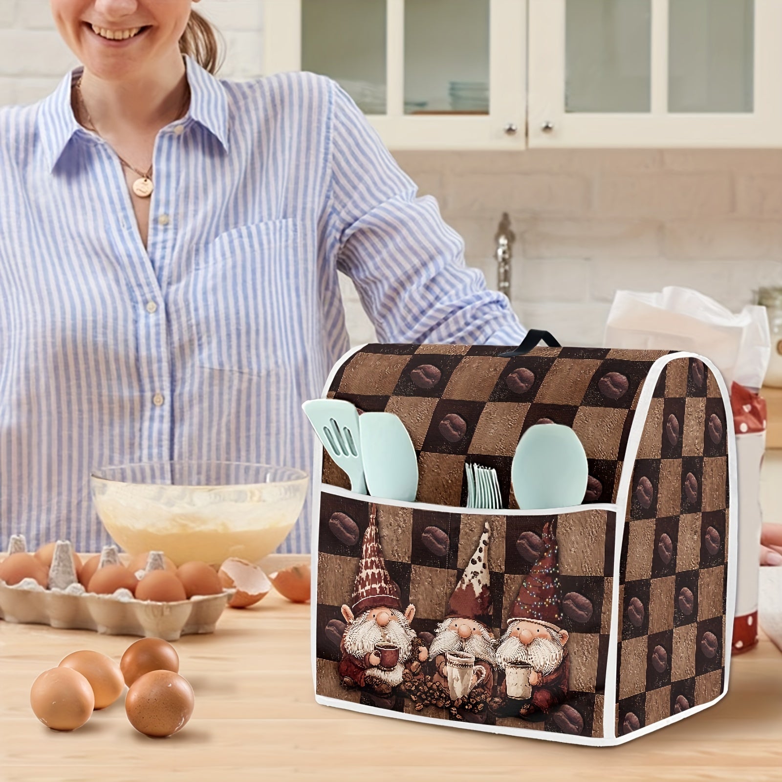 Kitchen Appliance Cover for Mixer and Coffee Machine Foldable Dust Cover with Pocket and Handle