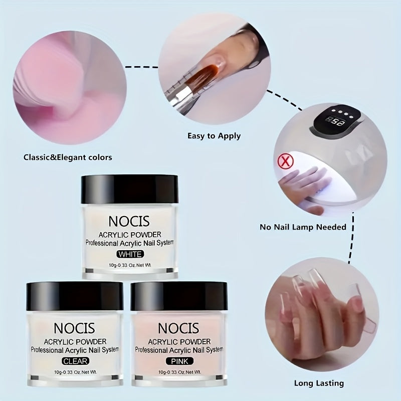 Boshlovchilar uchun akril tirnoq to'plami, shaffof pushti nude kukunlar va professional asboblar bilan