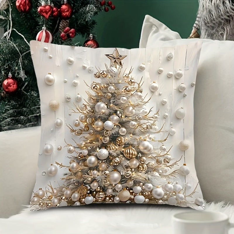 Contemporary Christmas Tree Double-Sided Print Throw Pillow Cover 45cm