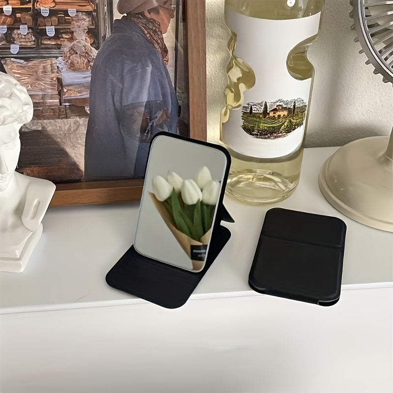 Портативное ручное зеркало для женщин, компактное складное зеркало для макияжа, стильный дорожный аксессуар