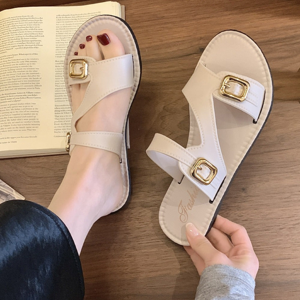 Женские плоские сандалии открытые носки, без застежки, с амортизирующей EVA, противоскользящие, черные и белые