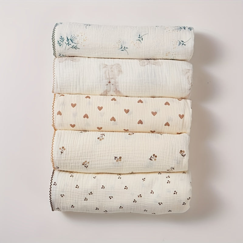 Baby Shower Bath Towel Large Floral Foliage Design for Girls and Boys