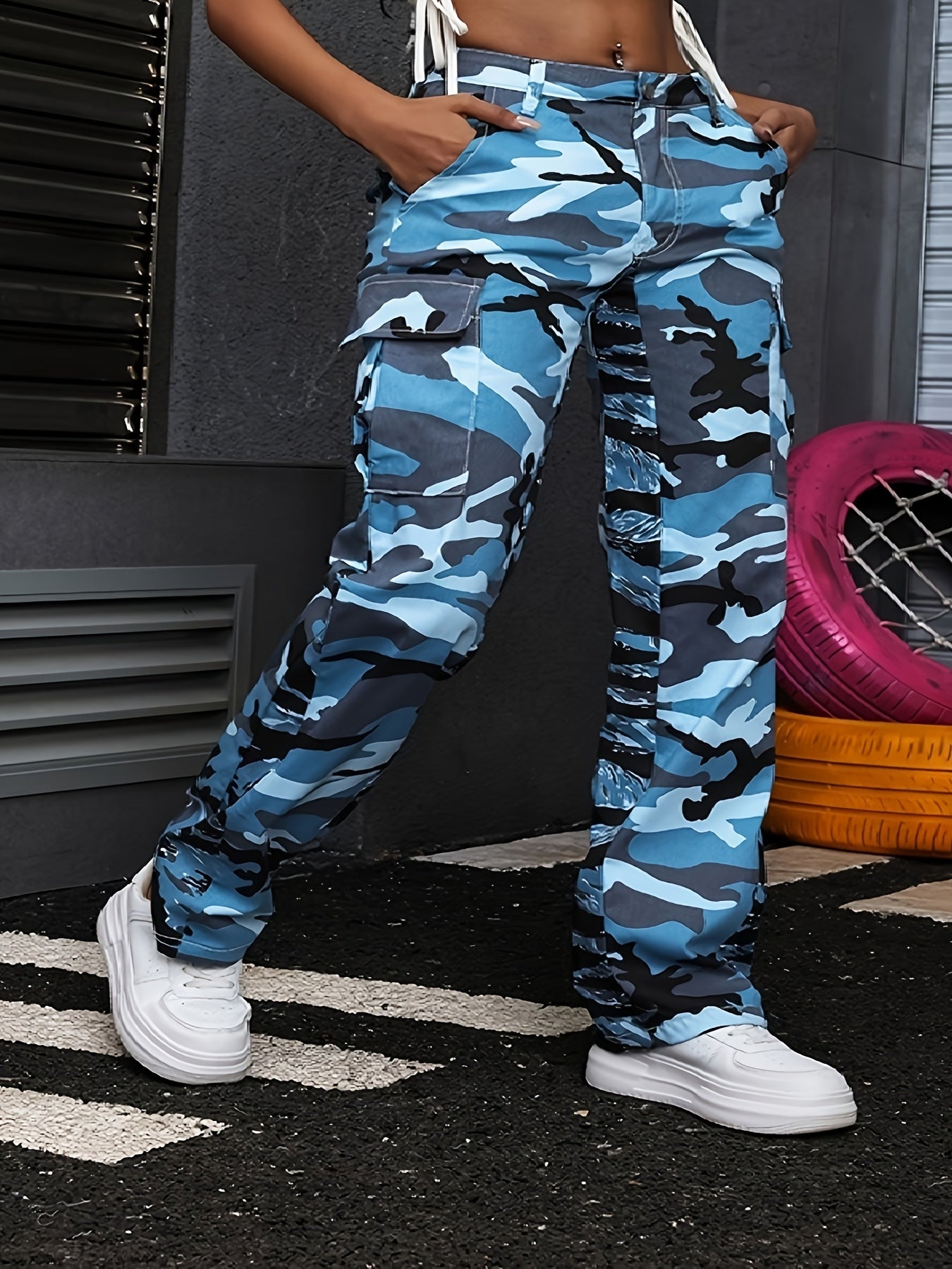 Women's Plus Size Camo Cargo Pants Street Style All-Season Long Fit