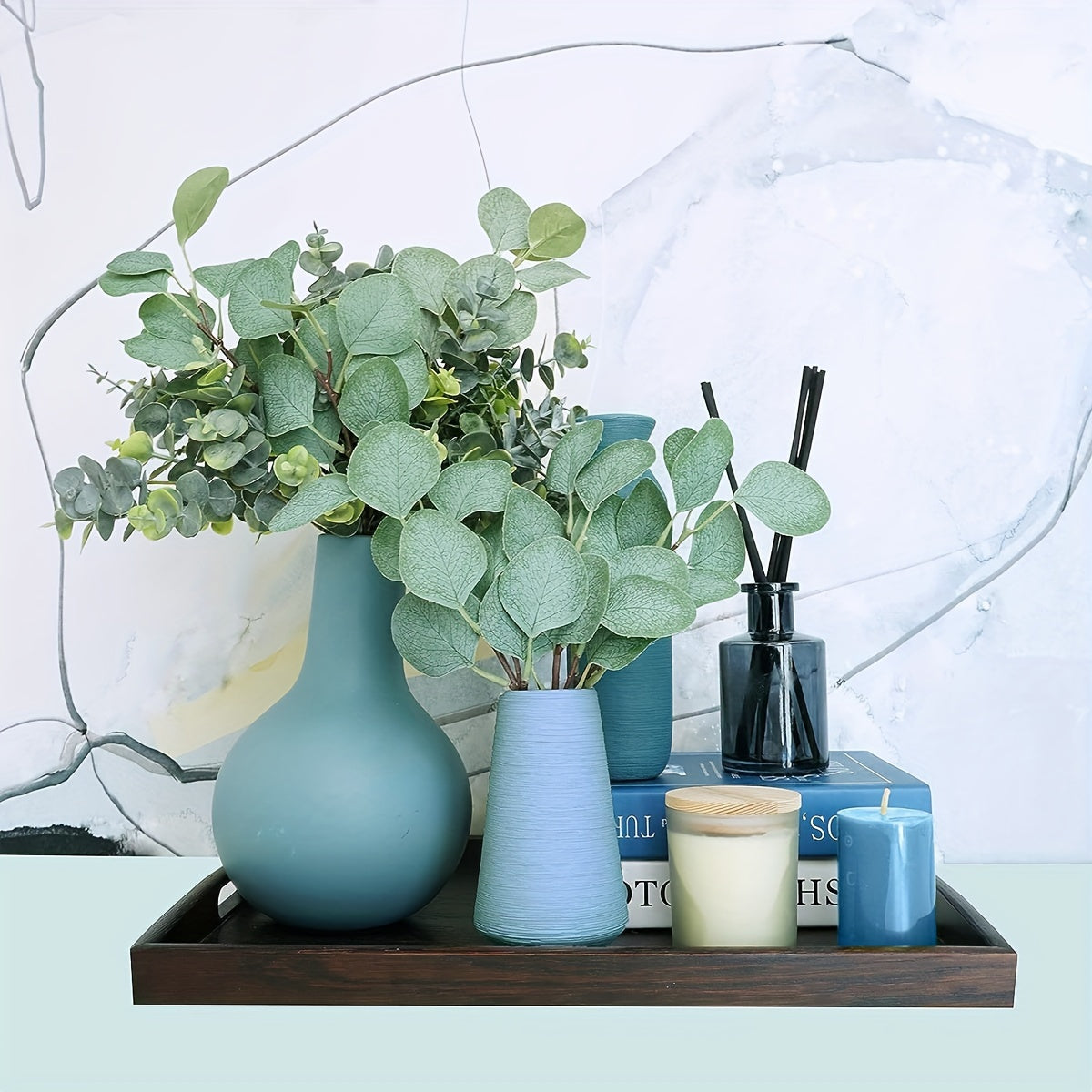 Artificial Eucalyptus Stems Bulk for Bouquets Wreaths Farmhouse Decor