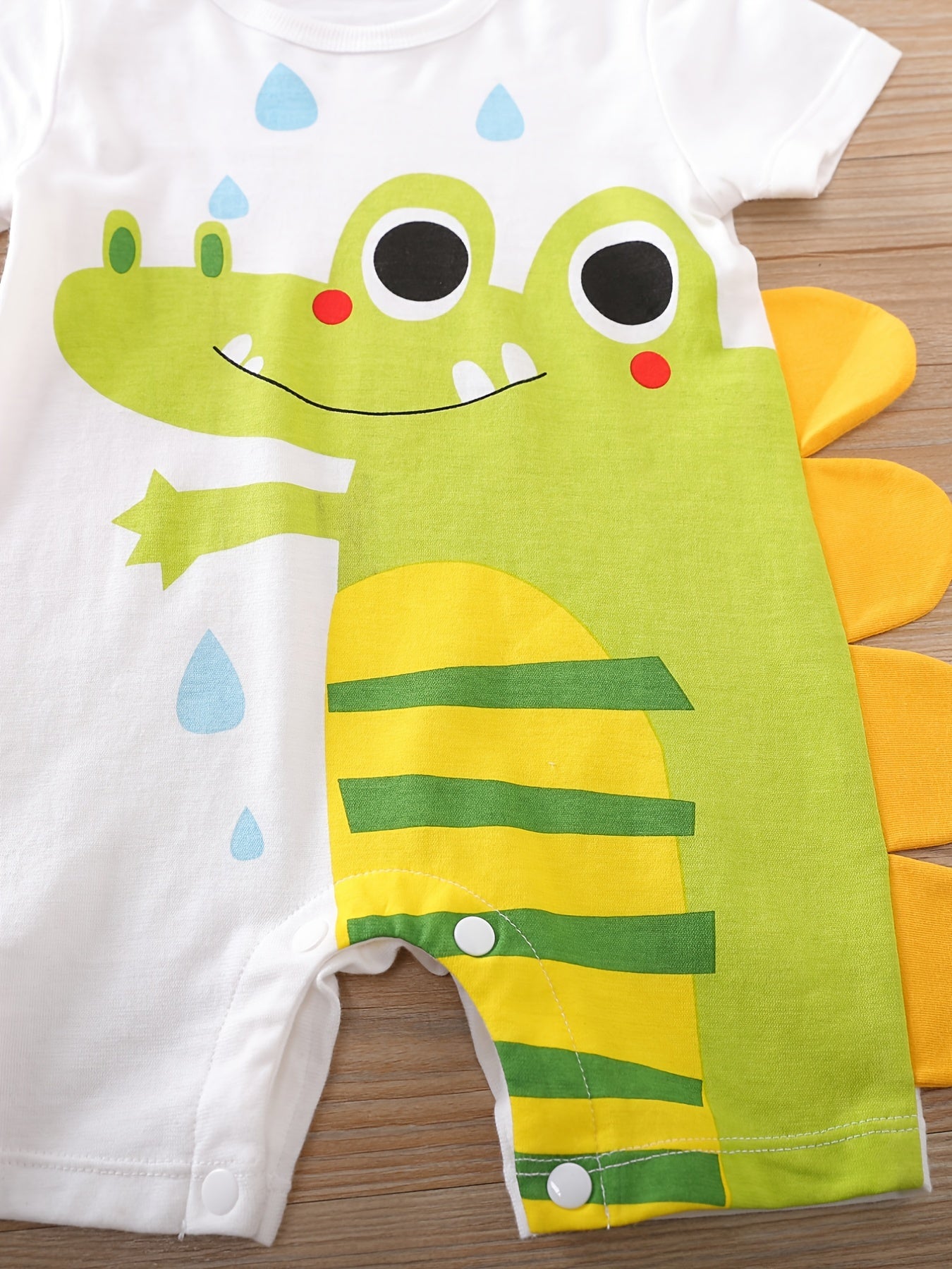 Baby Boys Cotton Jumpsuit Romper with Cartoon Crocodile Print for Spring Summer 0-3 Years