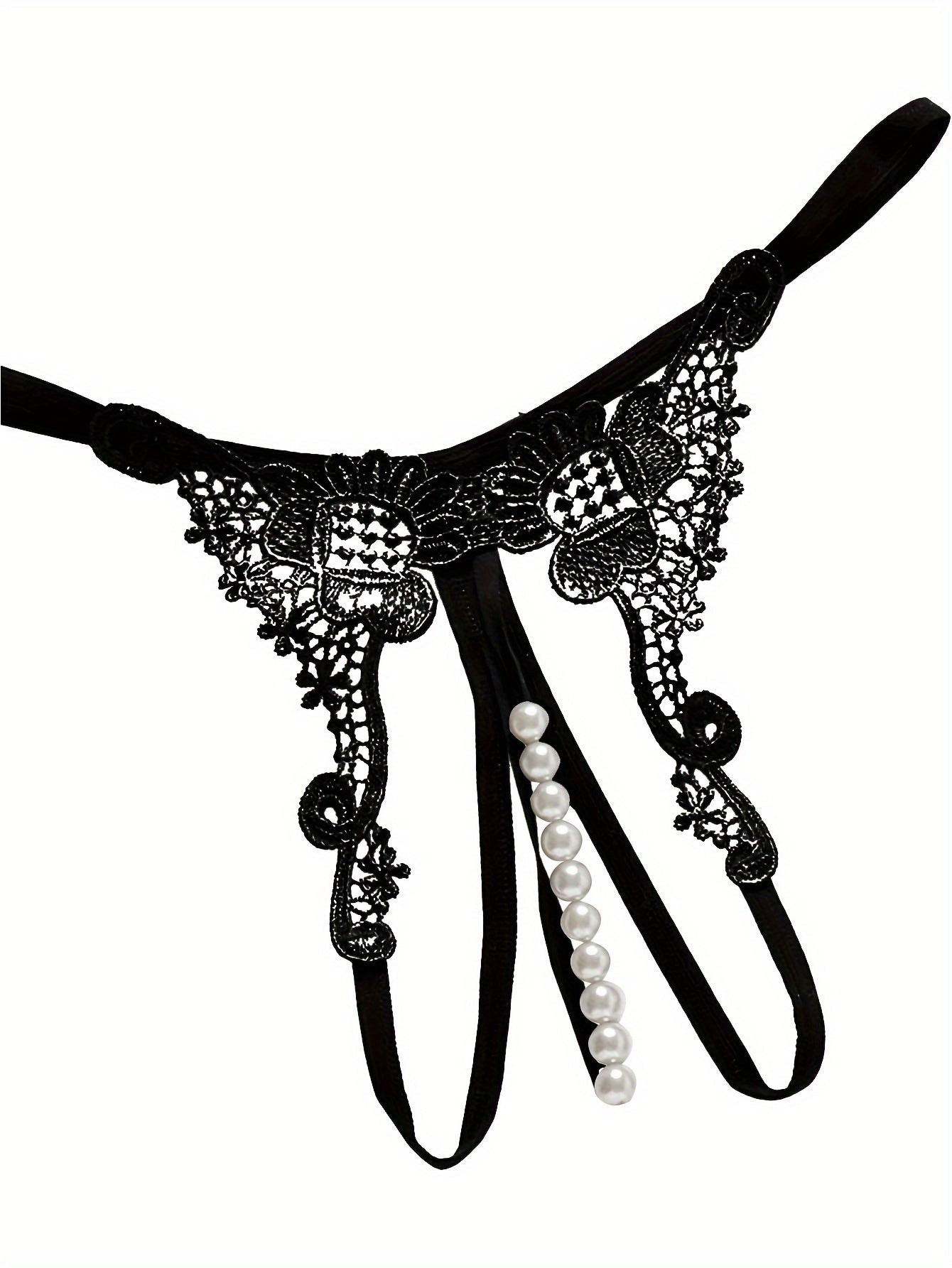 Women’s Jacquard Embroidered Beaded Thong with Hollow-Out Design Lingerie