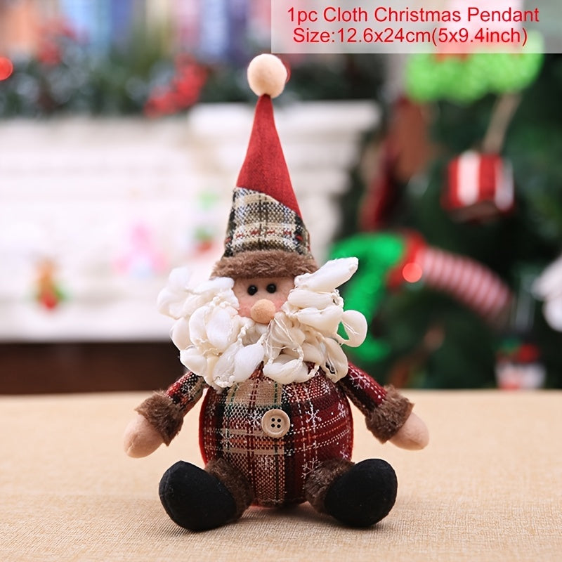 Adorno de peluche de Papá Noel y reno para Navidad, decoración para árbol navideño