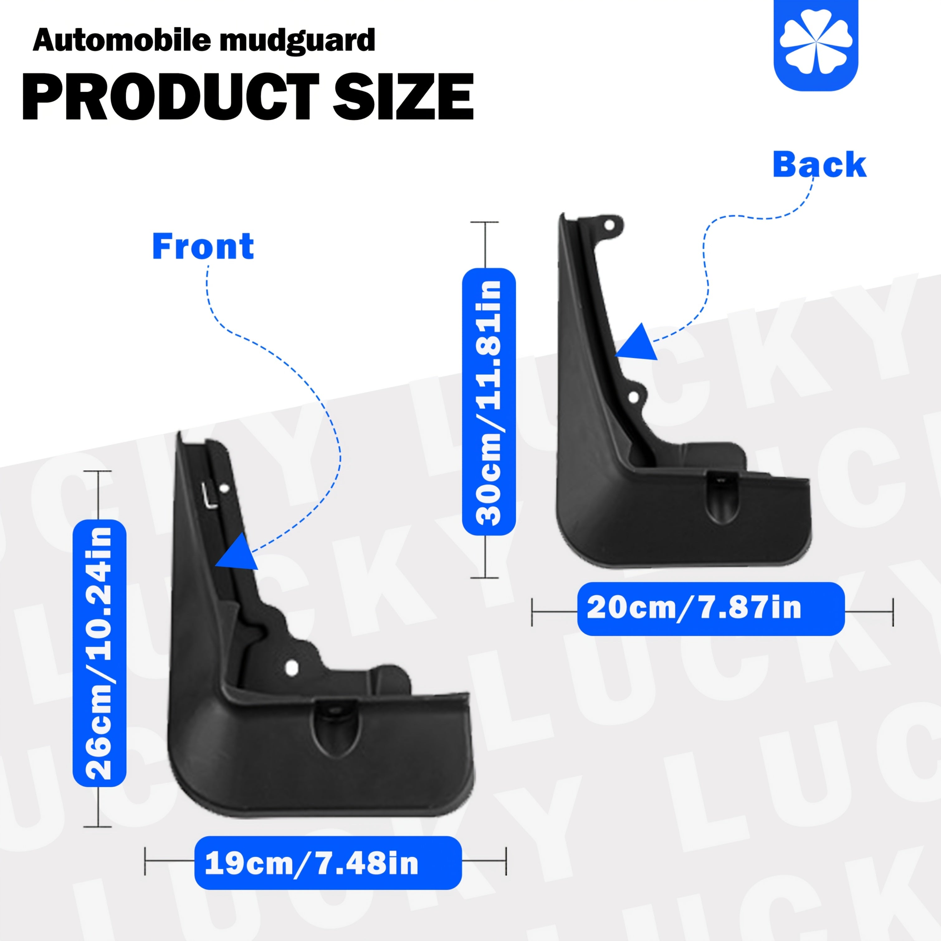 4 dona qora loy to‘siqlari suv to‘siqlari avtomobillar uchun old va orqa bardoshli PP