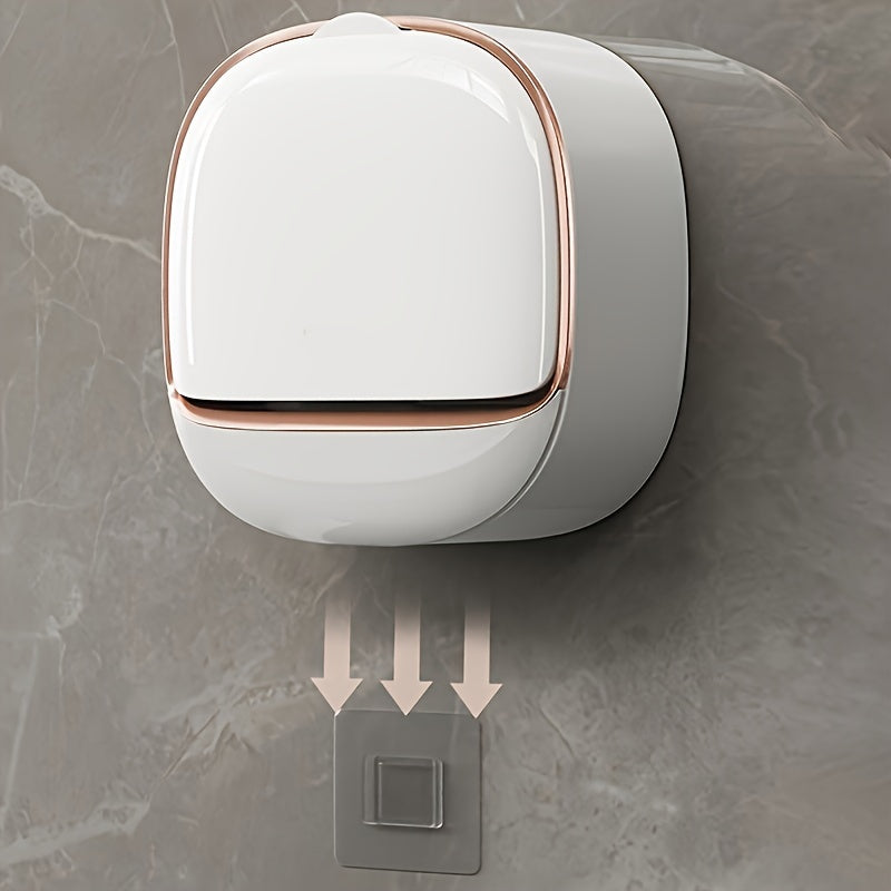 Wall-Mounted Soap Dispenser No-Drill Drainage Plastic Rectangle Green White or Rose Gold Bathroom Kitchen Sink Storage