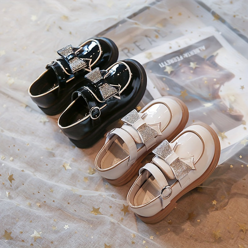 Girls Mary Jane Shoes with Bowknot Non-Slip Soles for Spring and Autumn