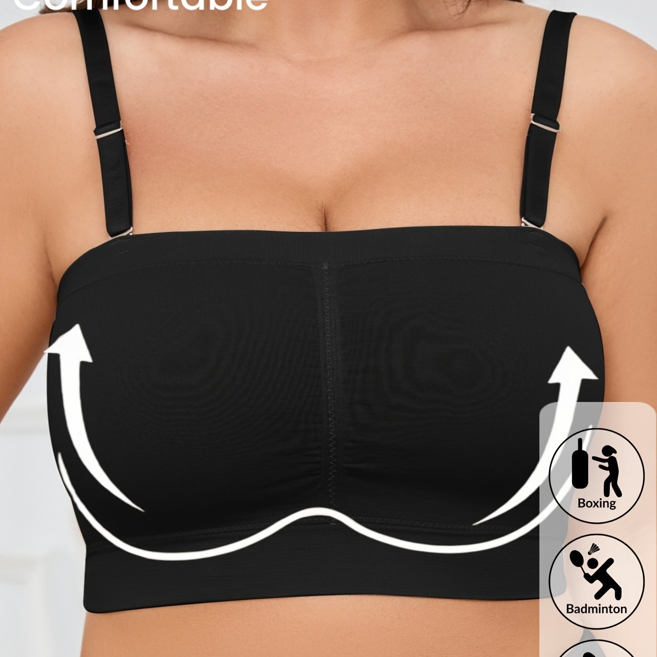 Women's Plus Size Seamless Double-Layer Sports Bra with Removable Pads