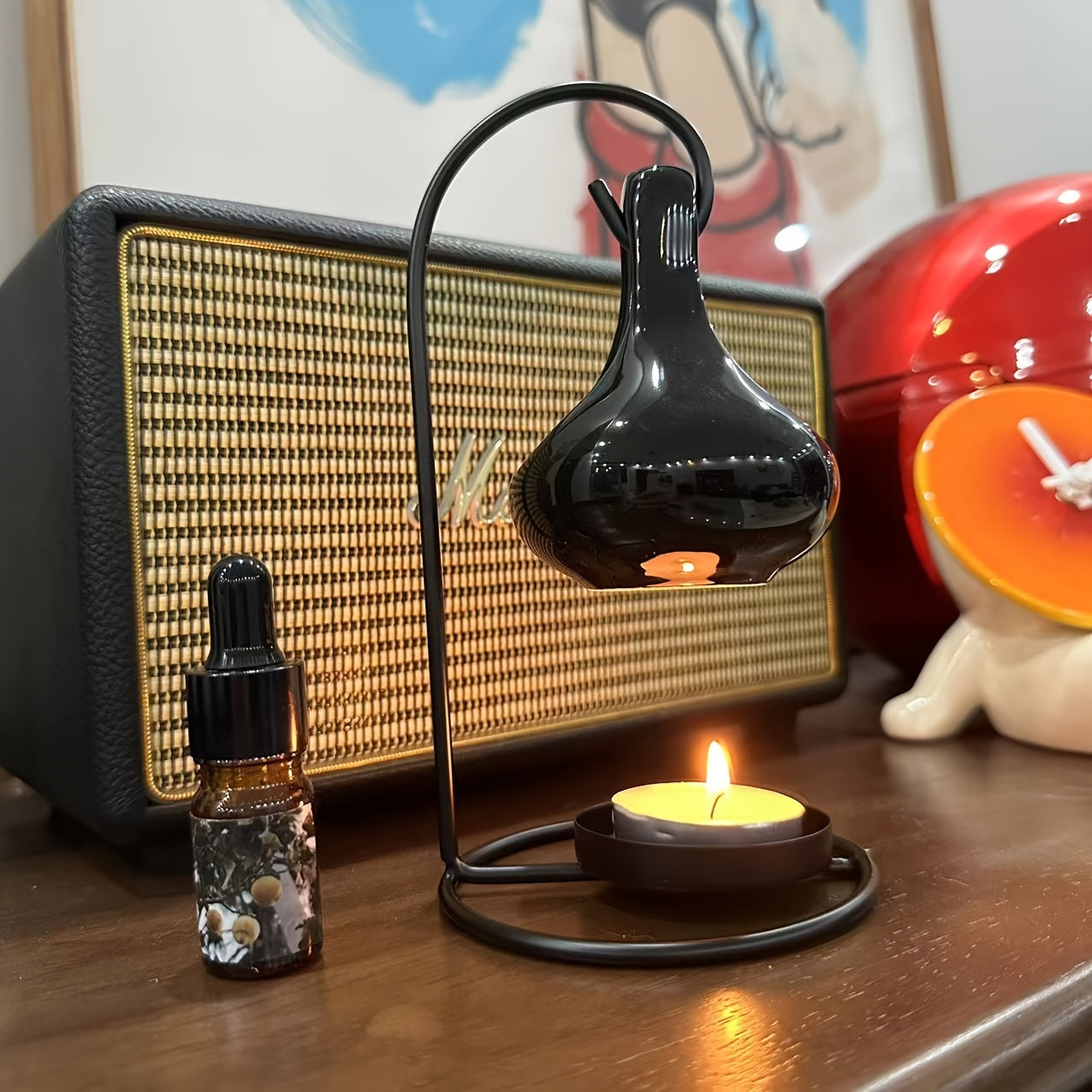 Металлический подвесной аромалампа для ароматерапии черного и белого цвета для украшения гостиной и спальни