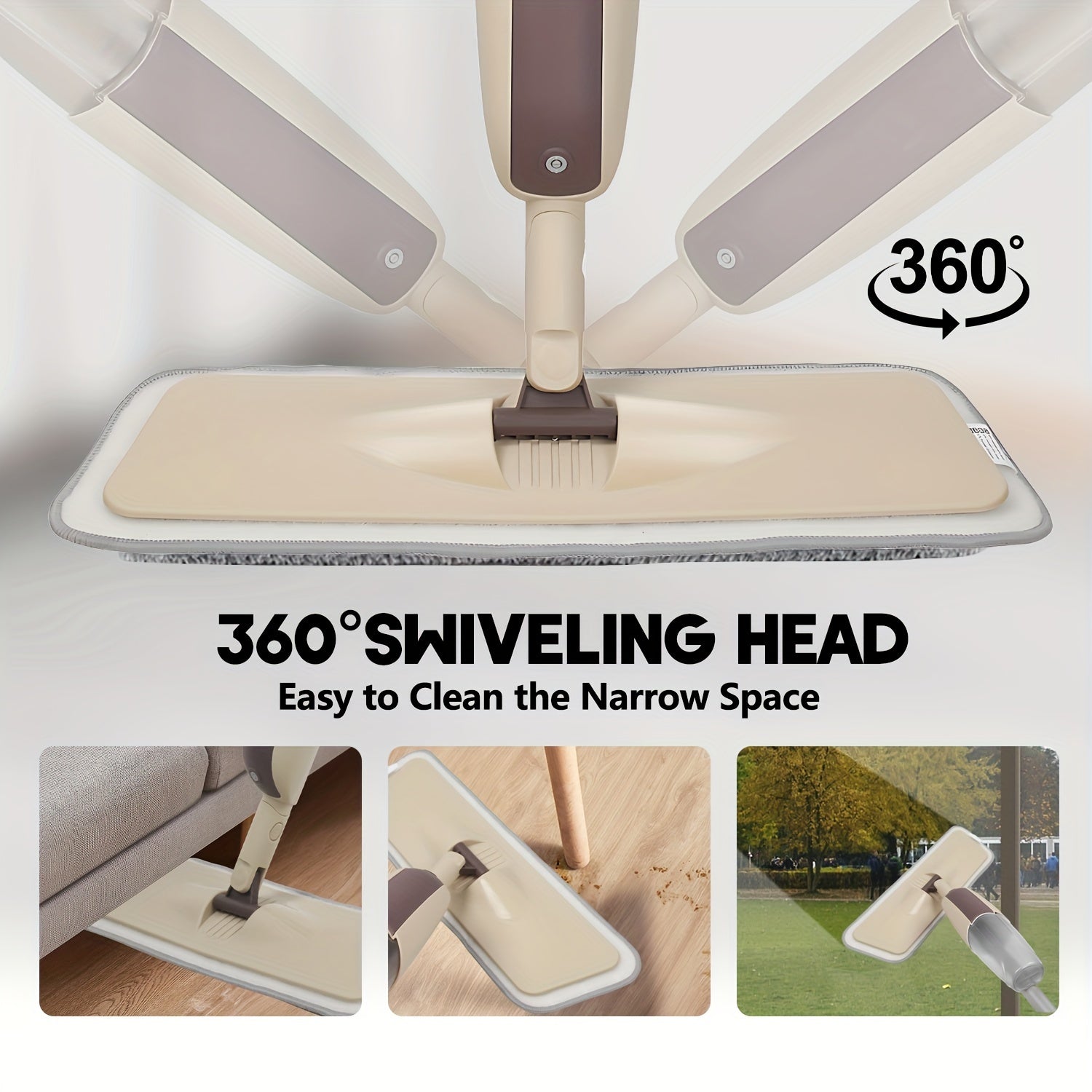 360° burilish boshli mikrotoʻlqinli spreymop, qayta ishlatiladigan padlar, sozlanadigan tutqich