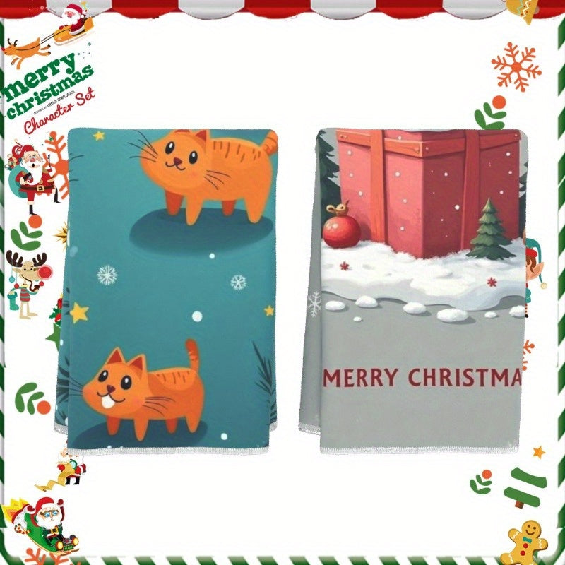 Набор из 2 кухонных полотенец размером 45,72X66,04 см, отлично подходящих для чаепития и праздничного рождественского декора. Эти полотенца имеют мягкий дизайн, идеально подходящий для зимнего сезона, что делает их прекрасным подарком для любой кухни.