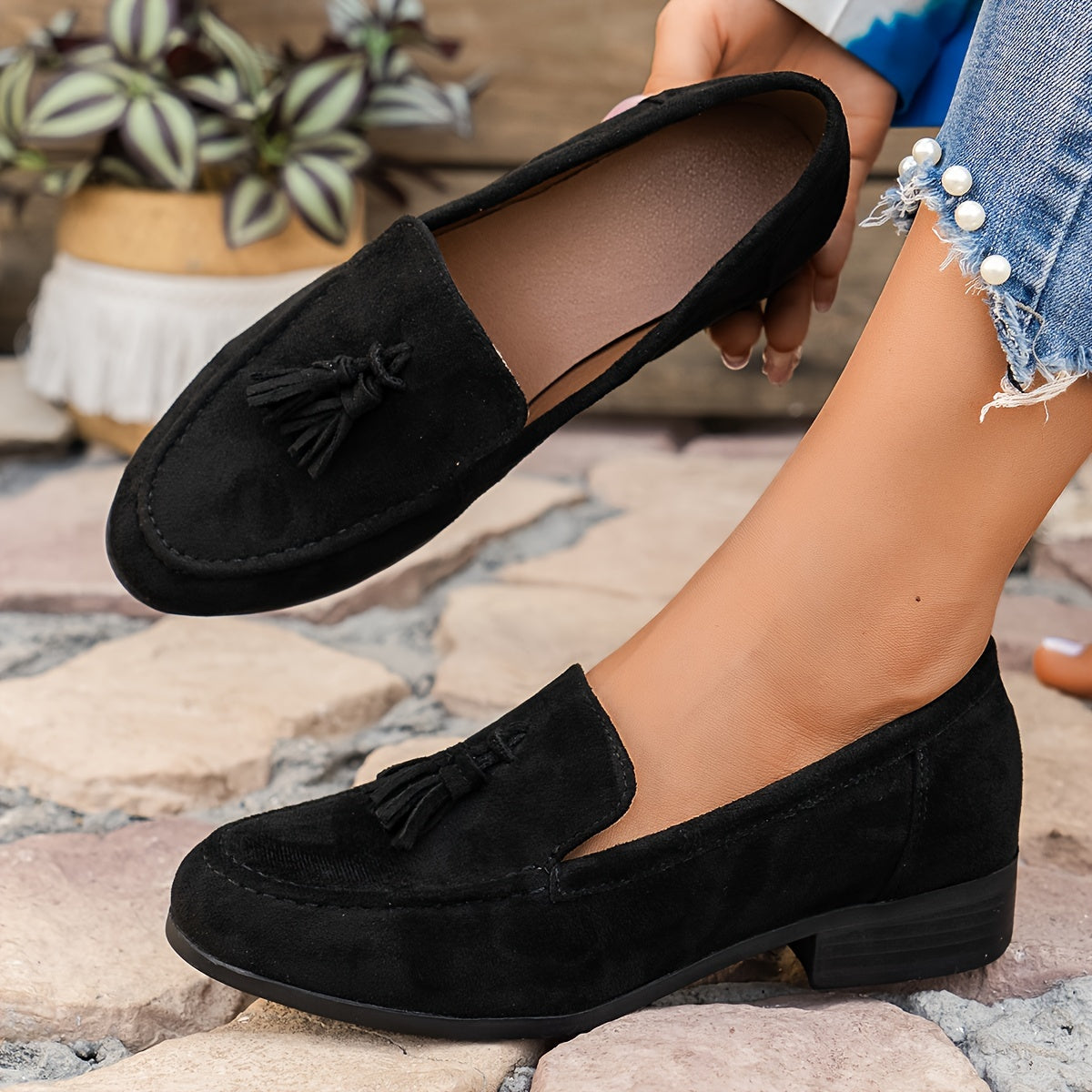 Women's Tassel Loafers Casual Slip-On Shoes Soft Sole Comfortable