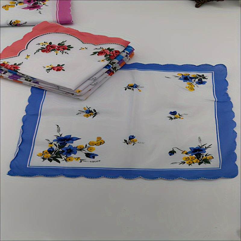 Set of 10 Floral Handkerchiefs for Men Small Pocket Square Gift