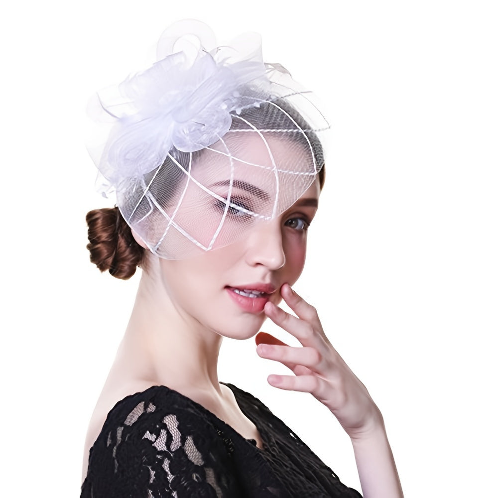 Mesh Flower Fascinator Hat for Women Tea Party Church Headwear