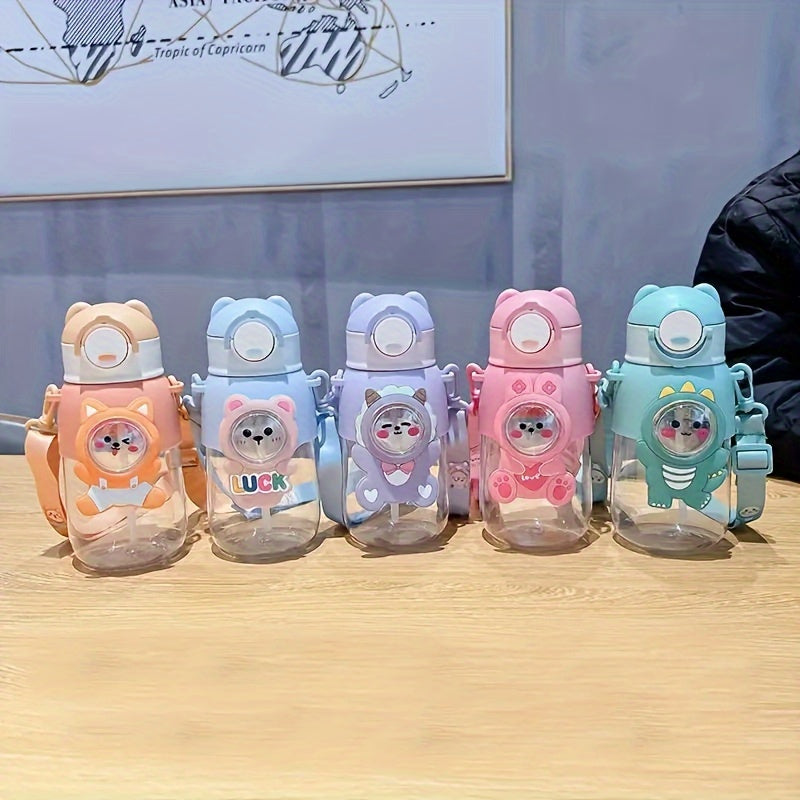 Cute Cartoon Water Bottle Leak Proof Flip Top PVC Free PC Material for Outdoor Travel Fitness