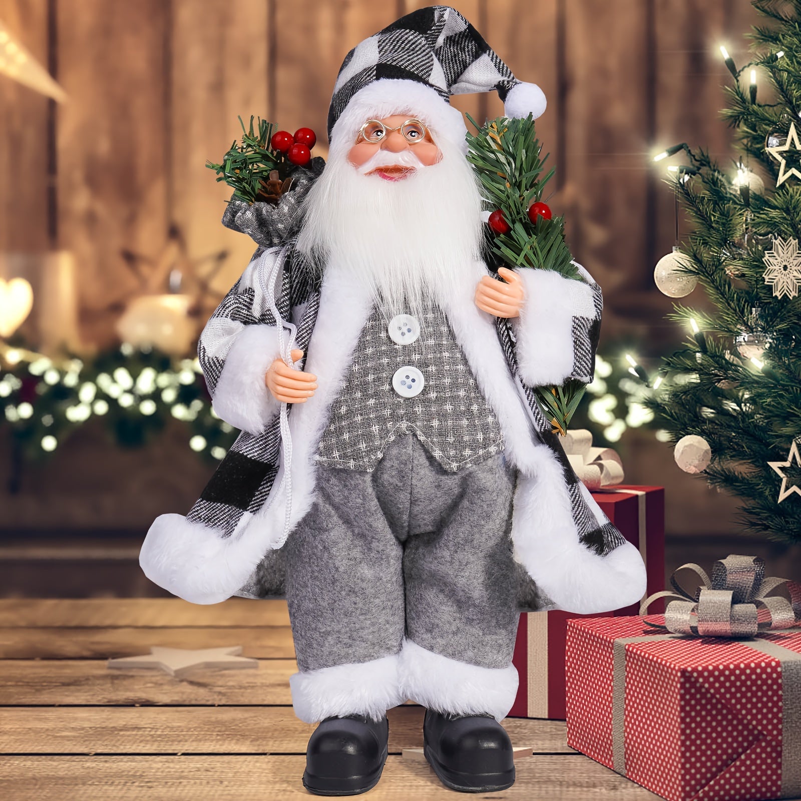 Christmas Decorations with Santa Claus and Gifts for Festive Atmosphere