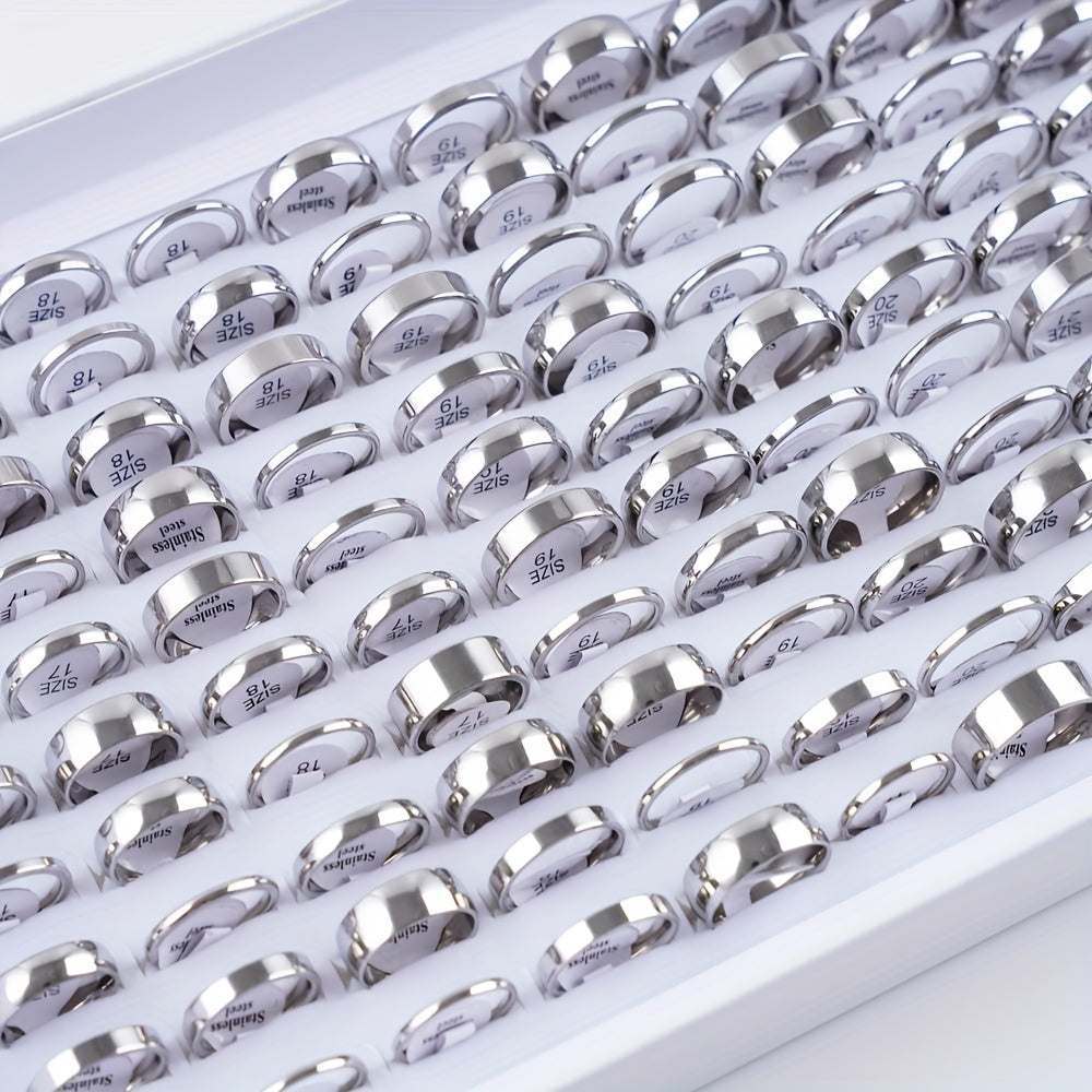 Minimalist zanglamaydigan po'latdan yasalgan uzuklar to'plami erkaklar va ayollar uchun, 10 ta uzuk, 2-8MM