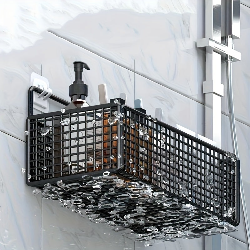 Rustic Cast Iron Bathroom Shelf Wall Mount No Drilling Metal Pipe Storage Organizer