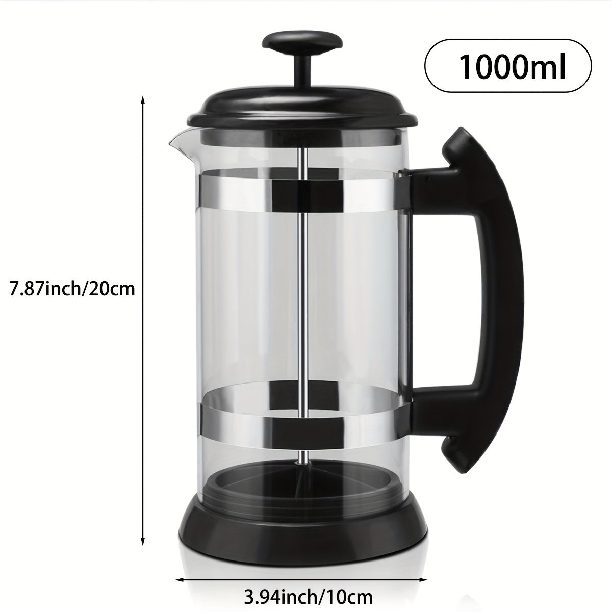 34oz French Press Coffee Maker Heat-Resistant Glass Stainless Steel Cold Brew