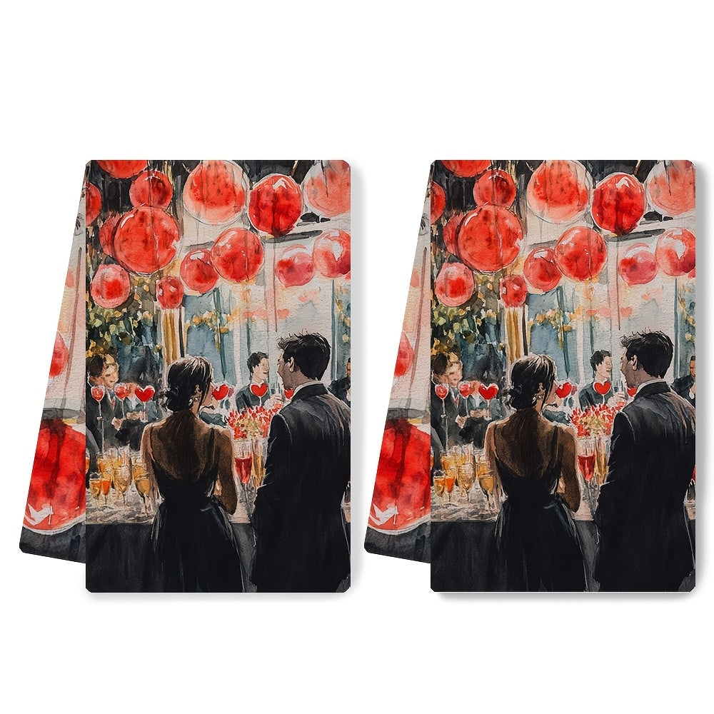 Oshxona Sochiqlari Ultra Yumshoq, Sevgi Bayrami, 2 Dona, Yuqori Singdiruvchi Idish Qo'l Sochiqlari Bayram Dekoratsiyasi Uchun, Mashinada Yuvish Mumkin, 16x24 Dyuym - SKU 2KYSYS1217709.