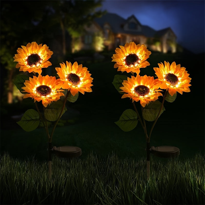 Vibrant Yellow Solar LED Sunflower Ground Stake Light Outdoor Garden Decor