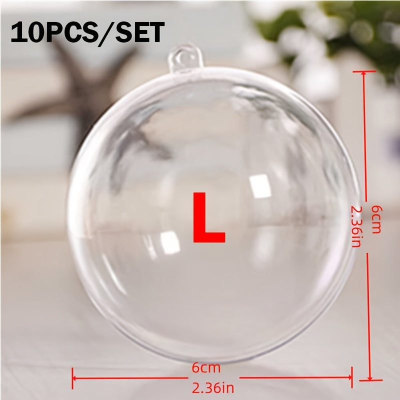 10 Clear Plastic Round Ball Christmas Tree Decorations for Party Wedding Home Decor