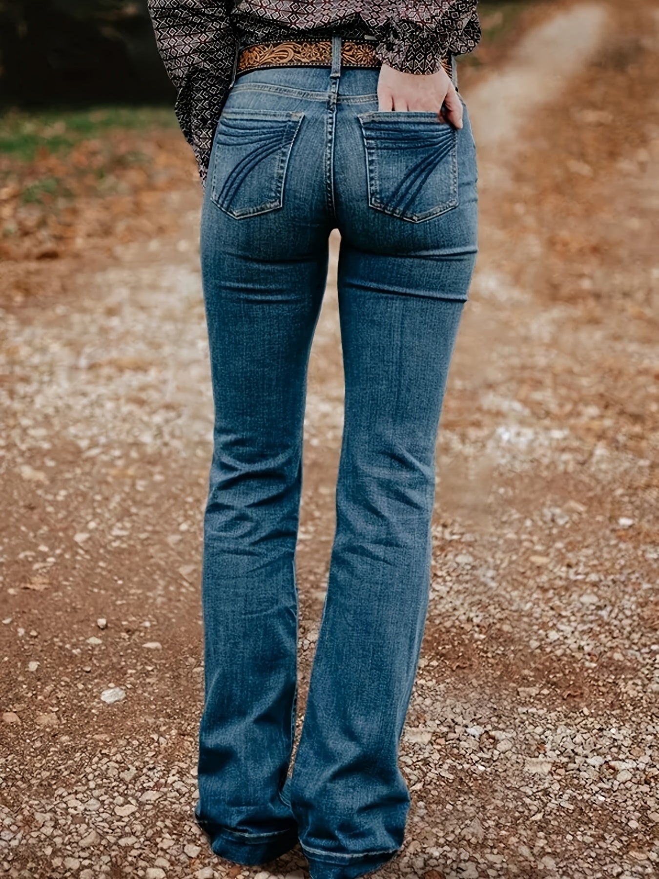 Plus Size Women’s Denim Jeans High Stretch Straight Leg Solid Color