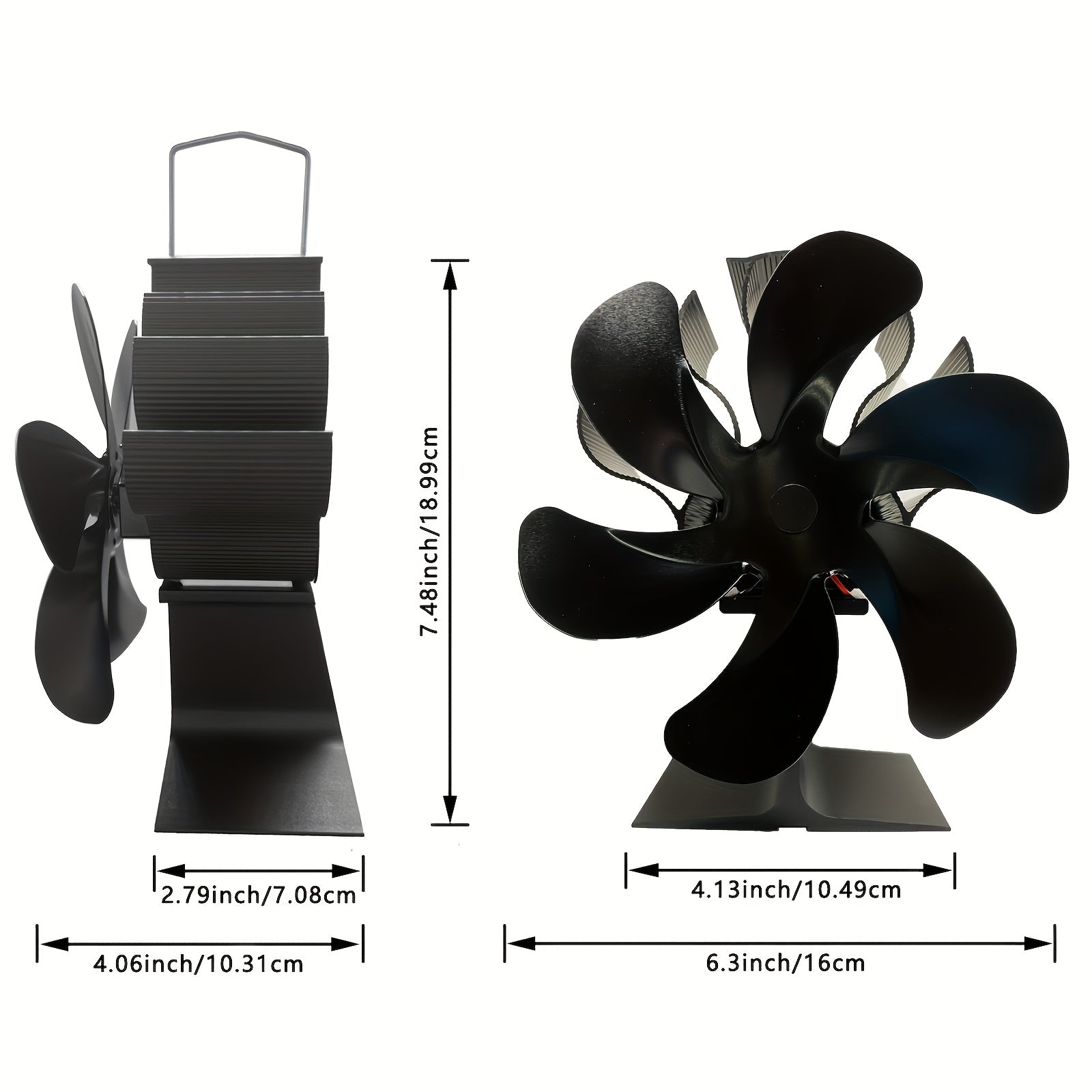 Wood Stove Fan with 6 Blades Heat-Powered No Electricity Needed for Firewood Gas Heating