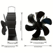 Wood Stove Fan with 6 Blades Heat-Powered No Electricity Needed for Firewood Gas Heating