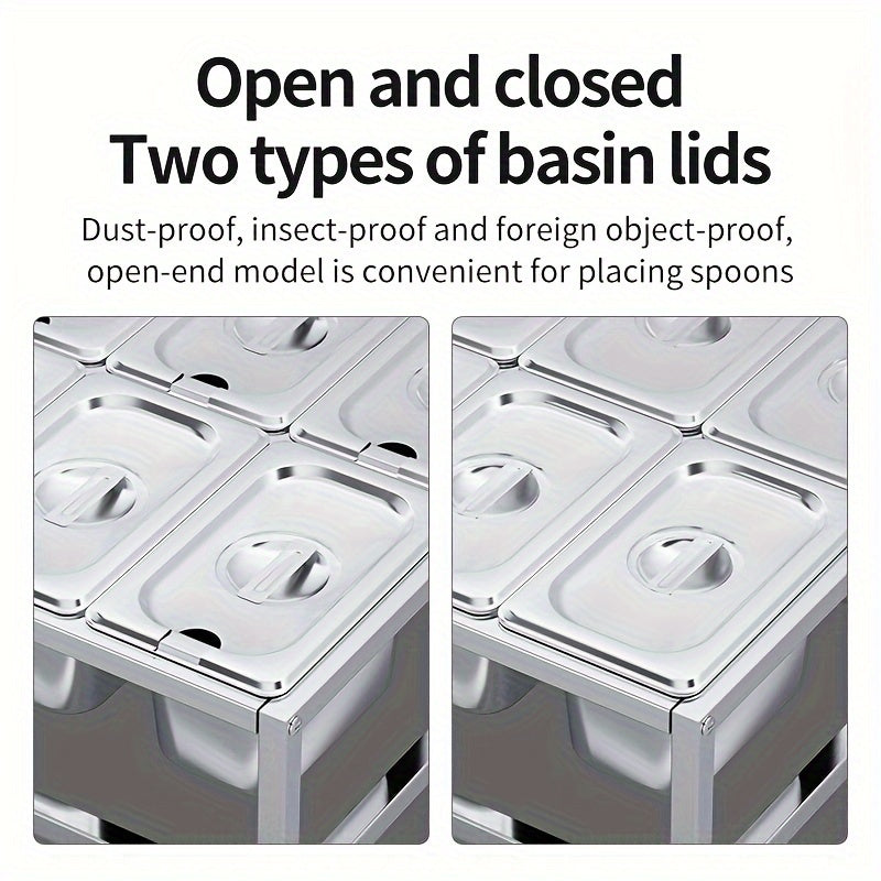 Stainless Steel Spice Racks Set with 8 Compartments for Kitchen and Restaurant Organization