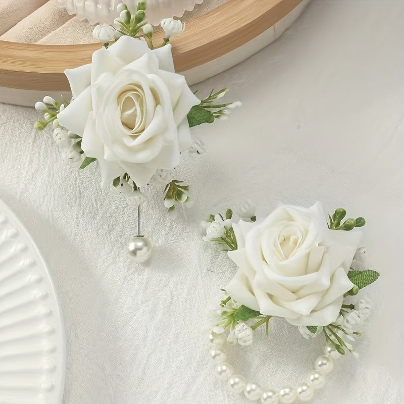 Wedding Accessories Wrist and Chest Flowers for Bridesmaids Groomsmen and Bride