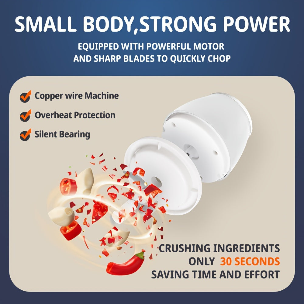 Picadora eléctrica portátil de alimentos 350ML, cortador de ajo inalámbrico USB de mano