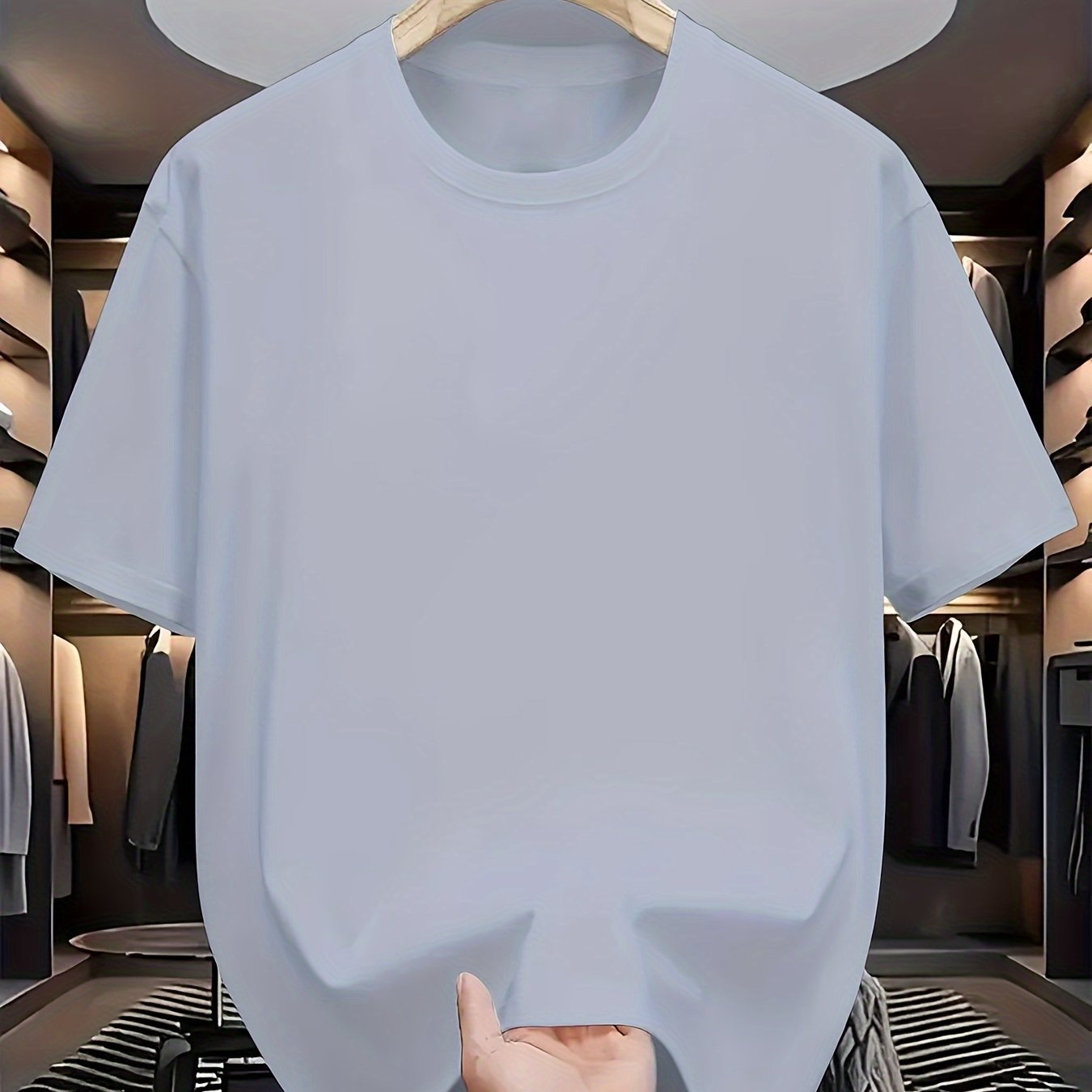 Camiseta de color sólido para adultos con cuello redondo y manga corta, mezcla de poliéster, para todas las estaciones, casual