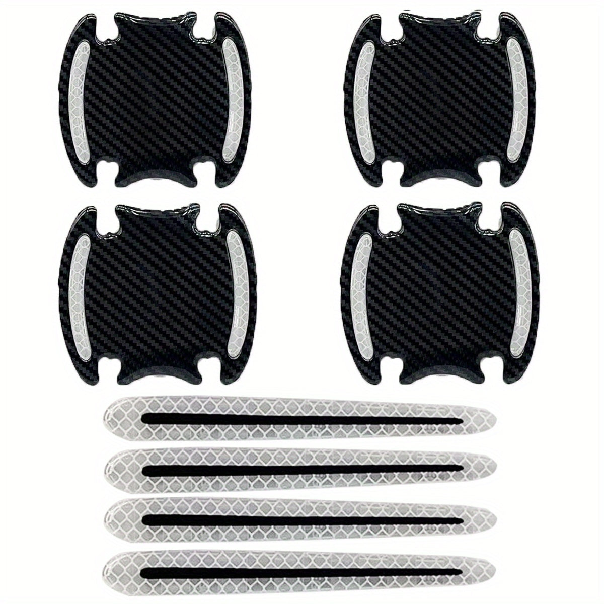 8Pcs Door Handle Protective Film Reflective Strip Anti-Scratch Safety Sticker
