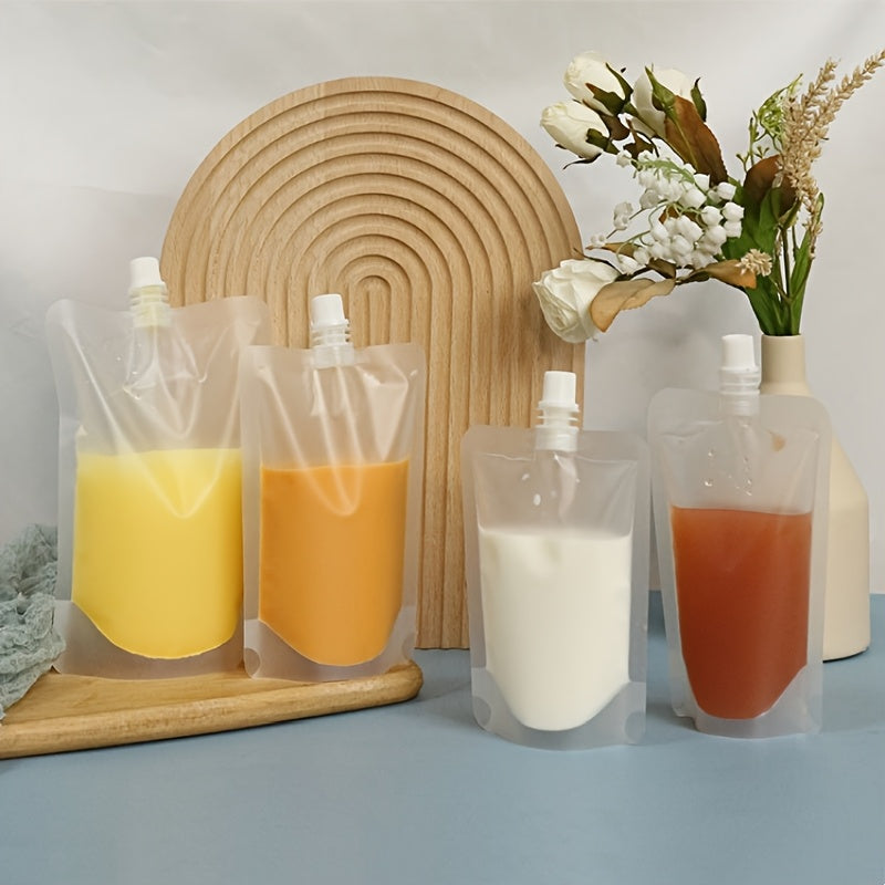 Pack de 50 bolsas de boquilla líquida mate con acabado esmerilado para envasado de bebidas y leche de soja