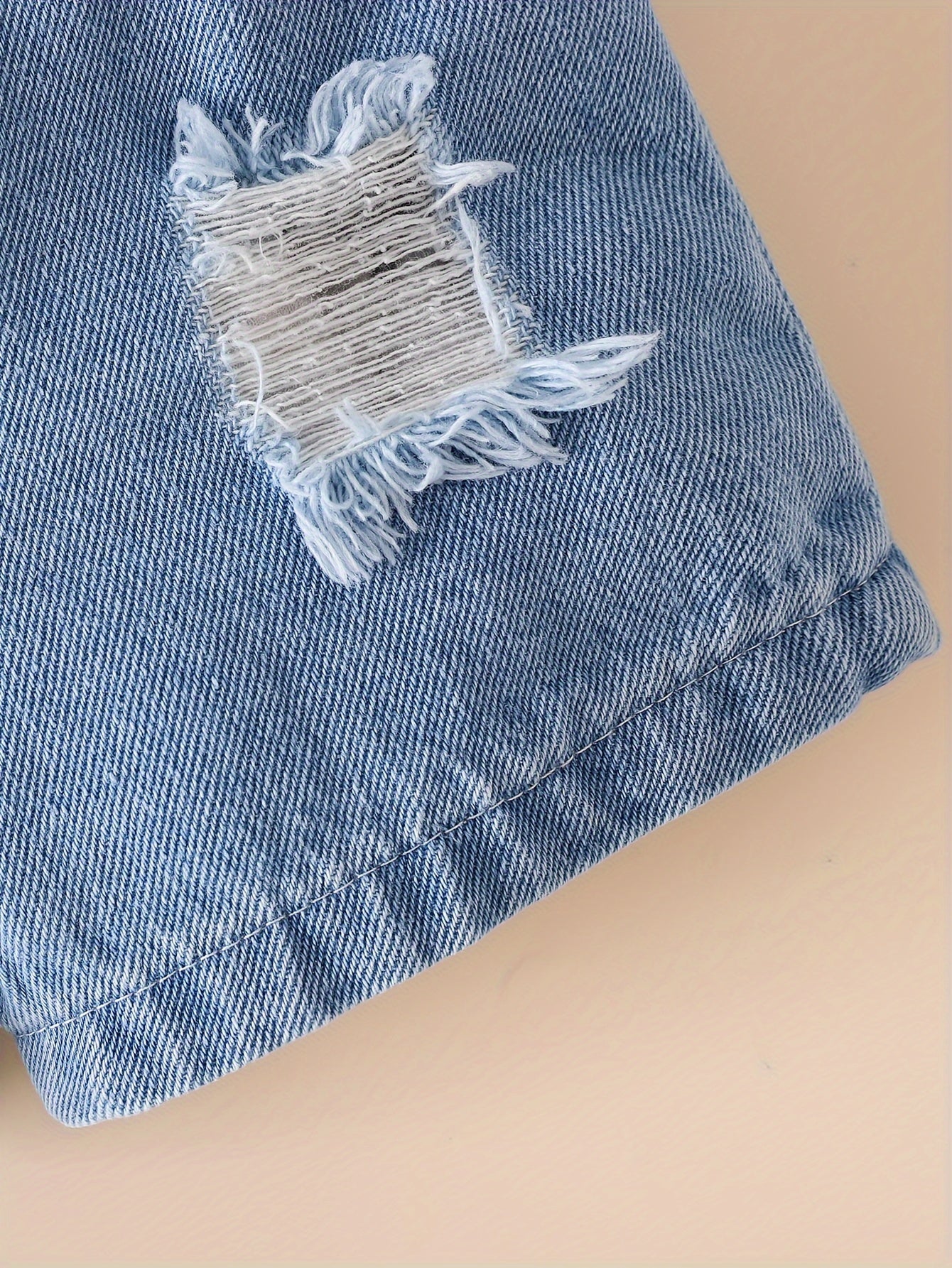 Kichkina qizlar uchun yozgi kundalik kiyimlar uchun Baby Waffle Top va Denim Shorts to'plami