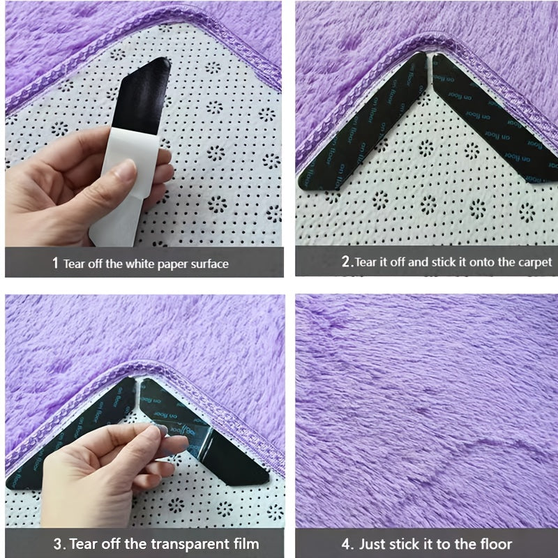 Set of Four Non-Slip Carpet Stickers for Rugs, Durable, Easy to Use