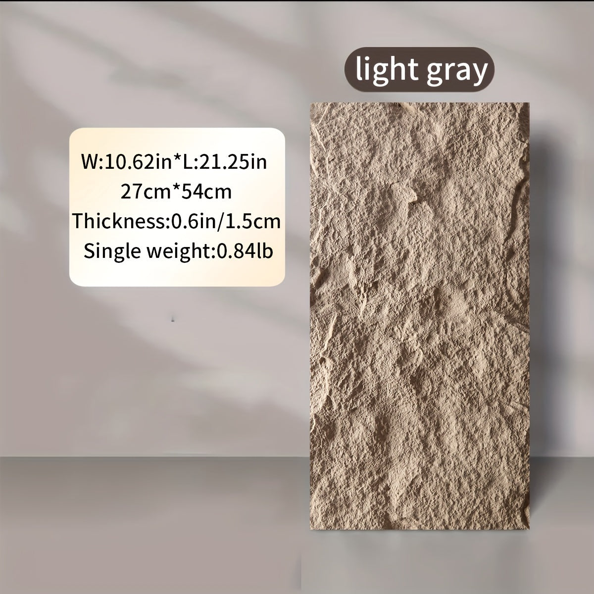 Contemporary Reusable PU Stone Wall Decal 26.97cm x 53.98cm Multi-Surface