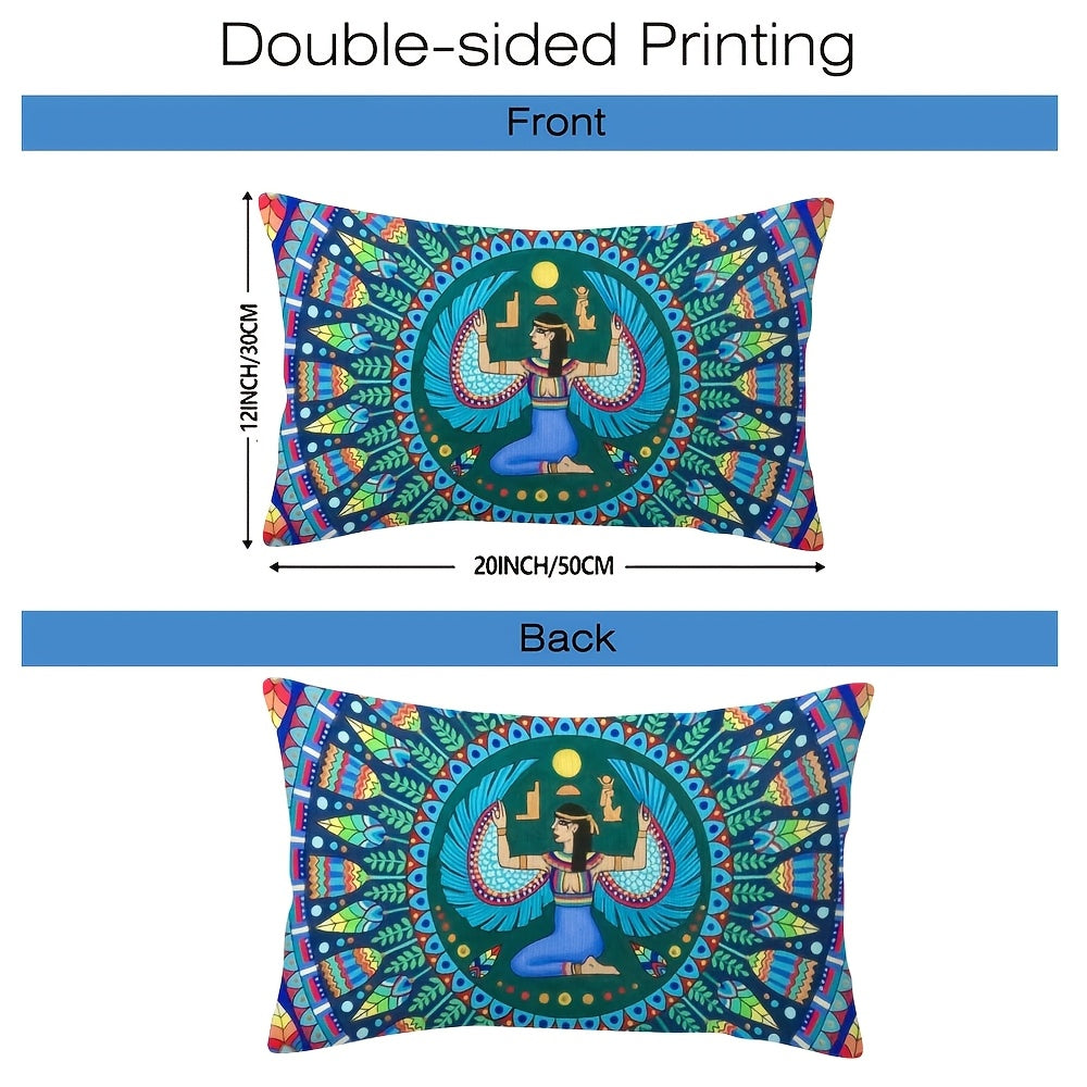 Decorative Pillow Covers 30x50 cm Egyptian Goddess Isis Double-Sided Plush Set