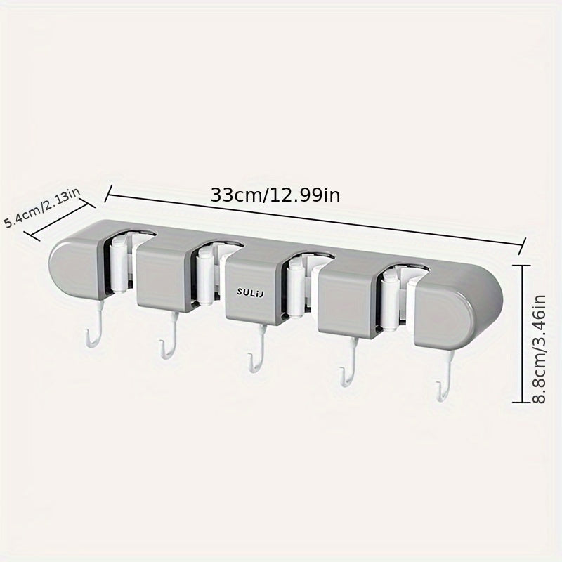 Gancho para fregona de montaje en pared, estante de almacenamiento de plástico sin taladro para baño y balcón