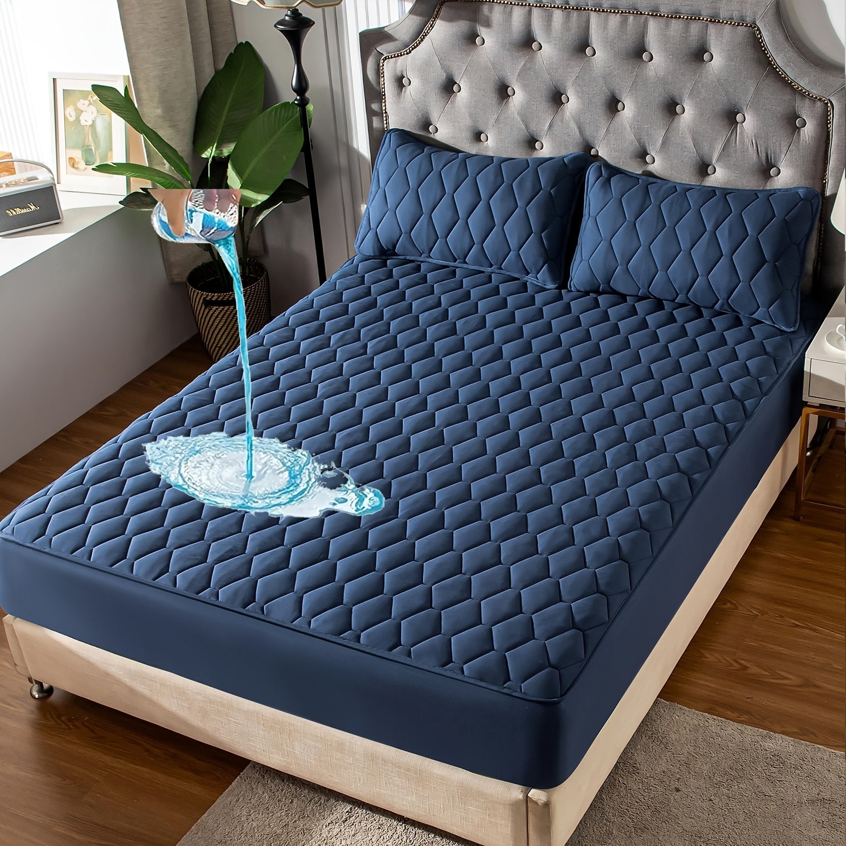 Waterproof Quilted Mattress Protector with Deep Pockets in Multiple Colors