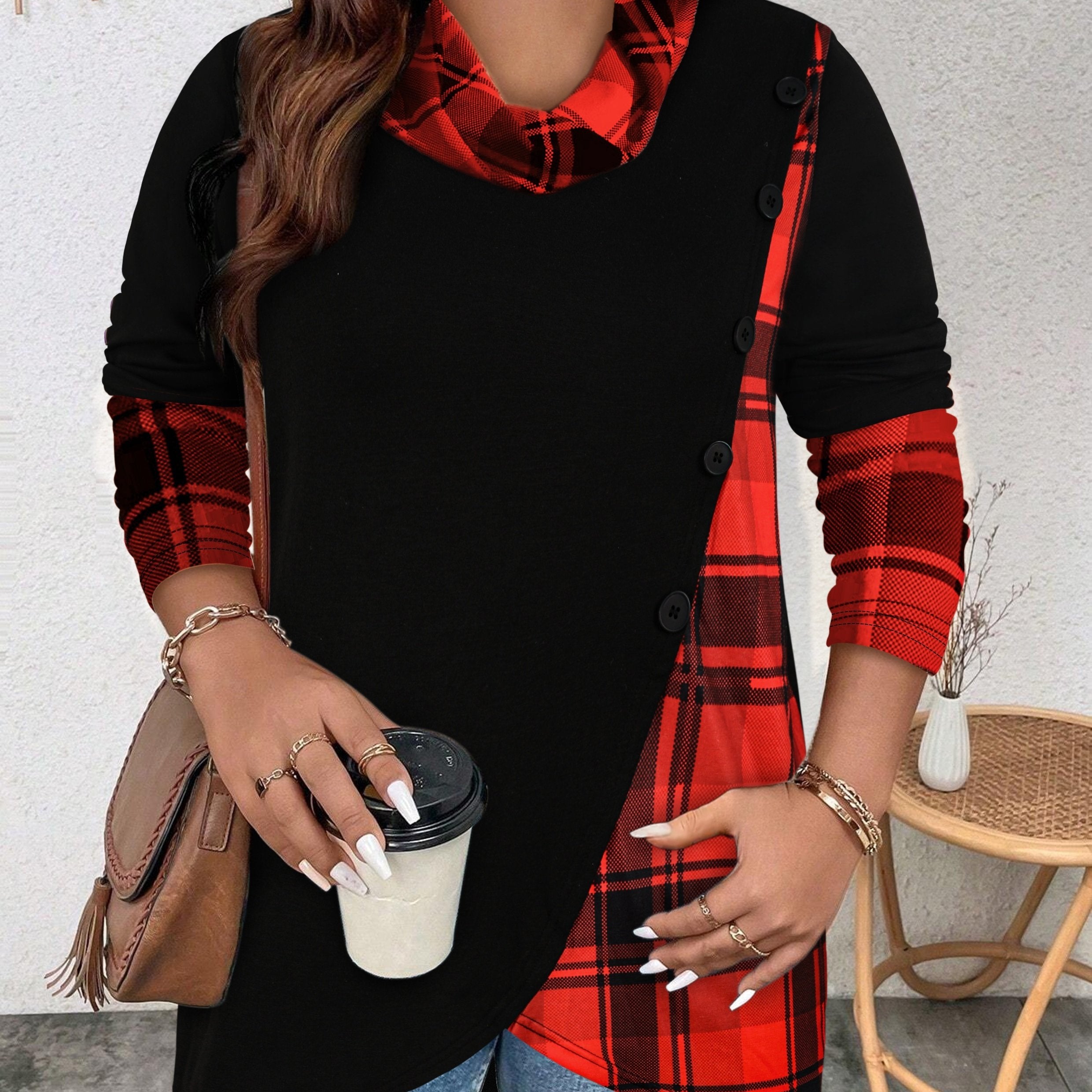 Кардиган женский в крупную клетку с пуговицами и длинными рукавами, осень-зима, многослойный