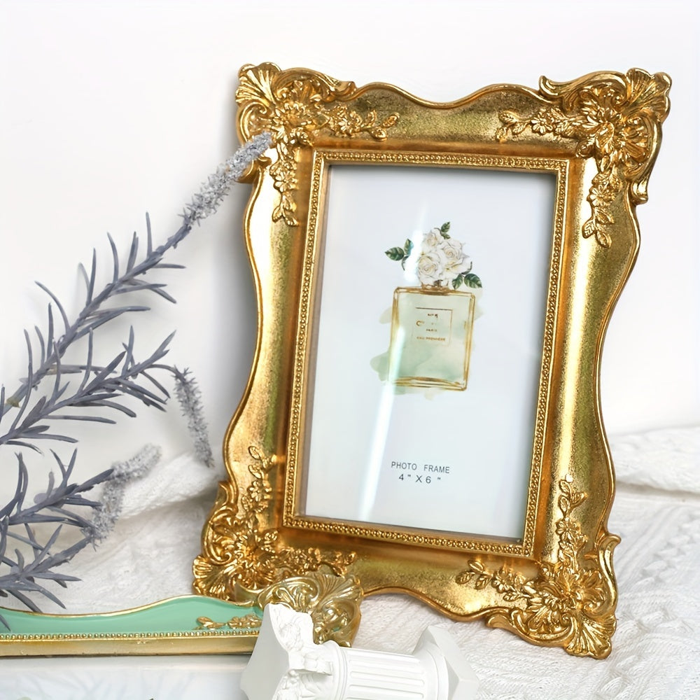 Ретро классическая резная фоторамка, декоративный настольный аксессуар размером 15,24 см, идеально подходящий для демонстрации ваших любимых фотографий.