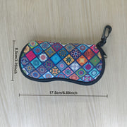 Neoprene Glass Case with Zipper and Carabiner Clip Mandala Design Portable Fits All Glasses