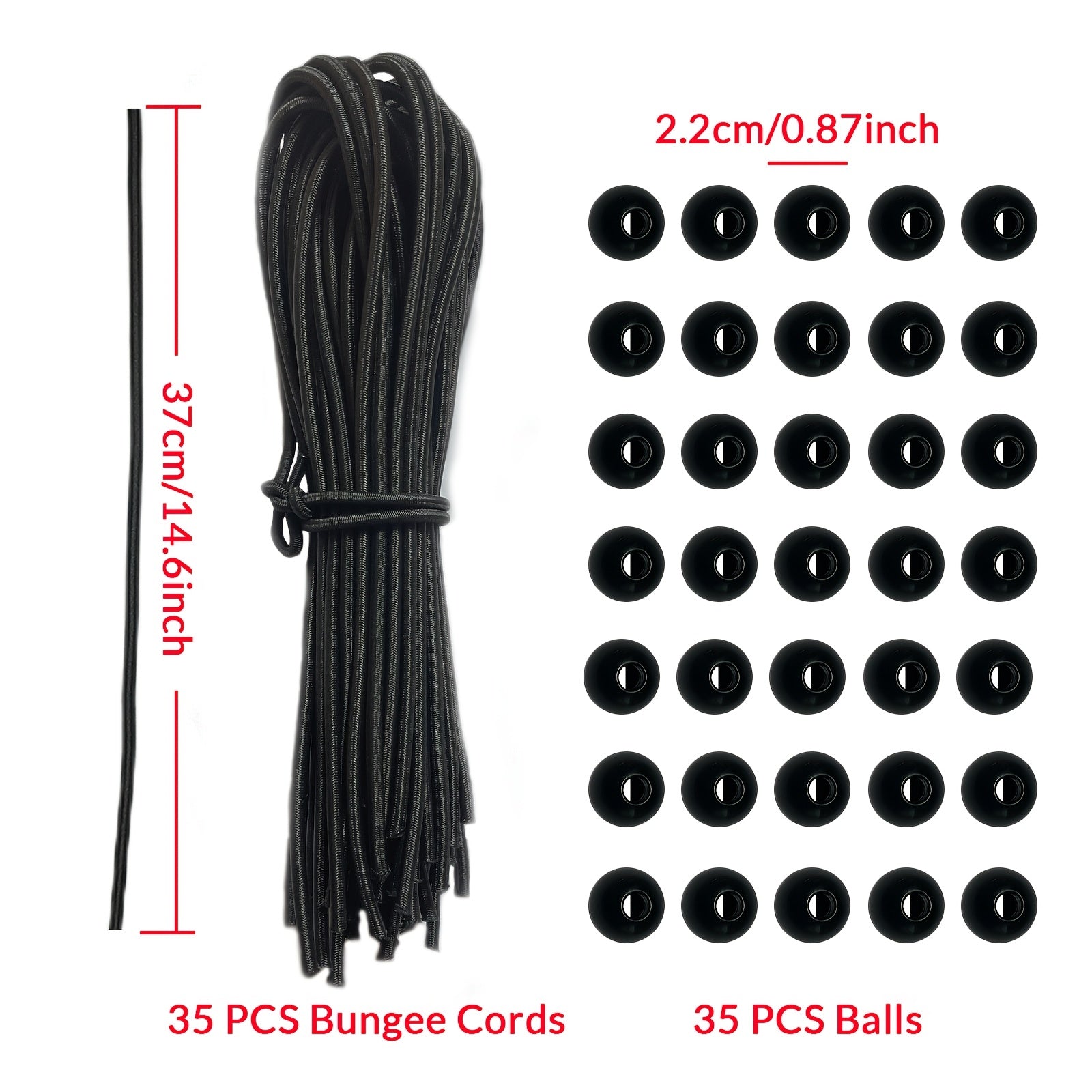 Paquete de 20/50 cordones elásticos de alta resistencia de 15.24cm, amarillos, para asegurar lonas, camping